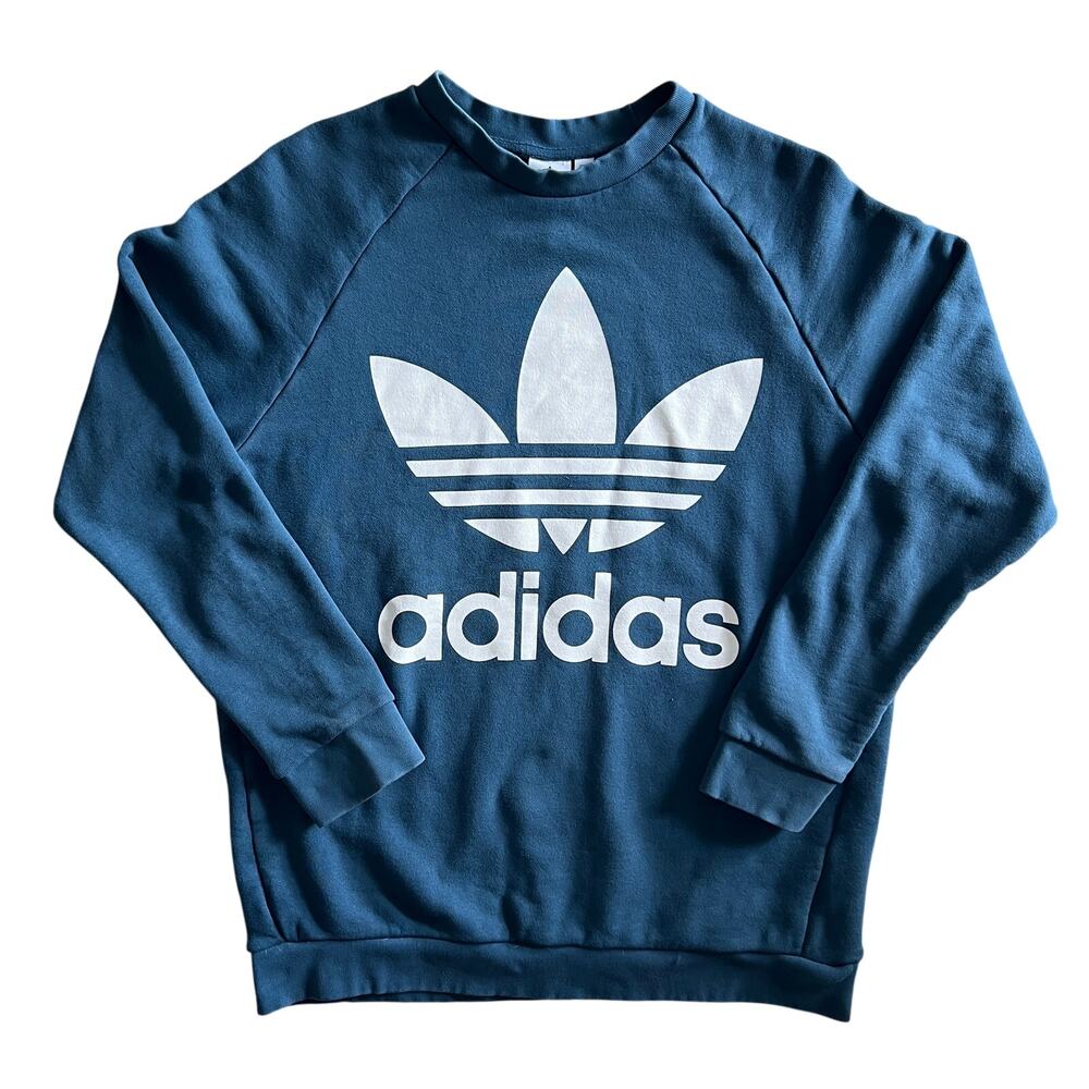 Vintage Adidas Originals Trefoil Sweatshirt Blue Oversized Crewneck Women’s L - Picture 2 of 10